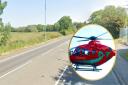 A548 (Prestatyn Road). Inset: Wales Air Ambulance