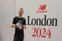 Tom Carter on duty at the London Marathon Expo before making his debut at the distance.