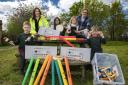 Anwyl Homes donation to Sandycroft CP School - Sophie Jones, sales manager at Anwyl Homes with teacher Jack Merrick and pupils Oliver, Sofia, Seren and Vaughn. Photo: Mandy Jones