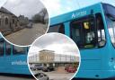 Main picture: Arriva Bus Wales and inset: Llandegla village and the Tweedmill in St Asaph