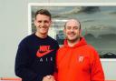 Chris Tipping (right) with former Prestatyn Town player Michael Parker