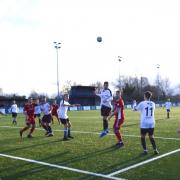 A picture from Rhyl's 1-1 draw at Flint Mountain. Photo: CPD Y Rhyl 1879