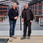 Pics of Plumbworkz director Gary Hughes and FFP Solutions director Richard Pape at the new 20,000 sqm warehouse