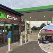 A new Asda Express forecourt. Inset: Co-op forecourt in Rhuddlan.