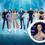 Dancing on Ice contestants 2024 and inset, Amber Davies