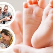 Inset - Nicola Ward and Holly Owen and main picture - little newborn feet!