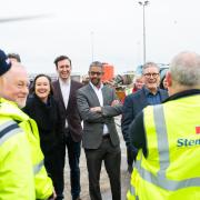 Vaughan Gething and Sir Keir Starmer during their visit to Holyhead