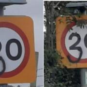 Some 20mph signs in Denbighshire have been defaced previously