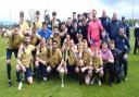 Kinmel Bay's players celebrate with the Cookson Cup