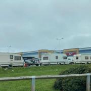 Campervans at Rhyl's Marina Quay retail park.