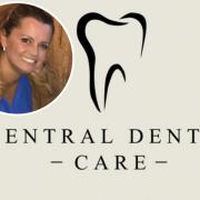 Logo for Central Dental Care in Prestatyn and inset, Kelly Rees - Principal Dentist and Owner