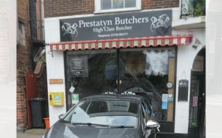 The elderly couple reversed into the front window at Prestatyn Butchers