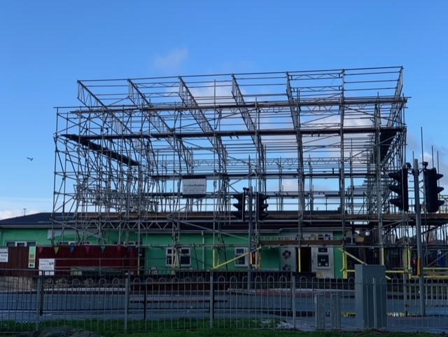 BGB Scaffolders have erected the outdoor scaffolding 