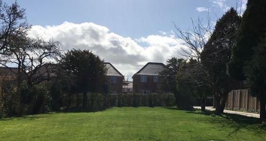 The view now from Mr Green\s garden, complete with houses overlooking his and neighbours\ properties Pic: Jez Hemming (clear for use by all partners)