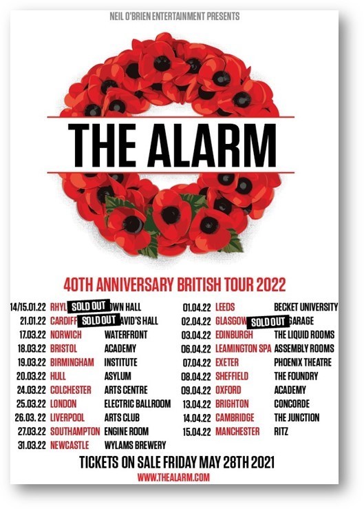 The Alarms 40th Anniversary Tour poster.