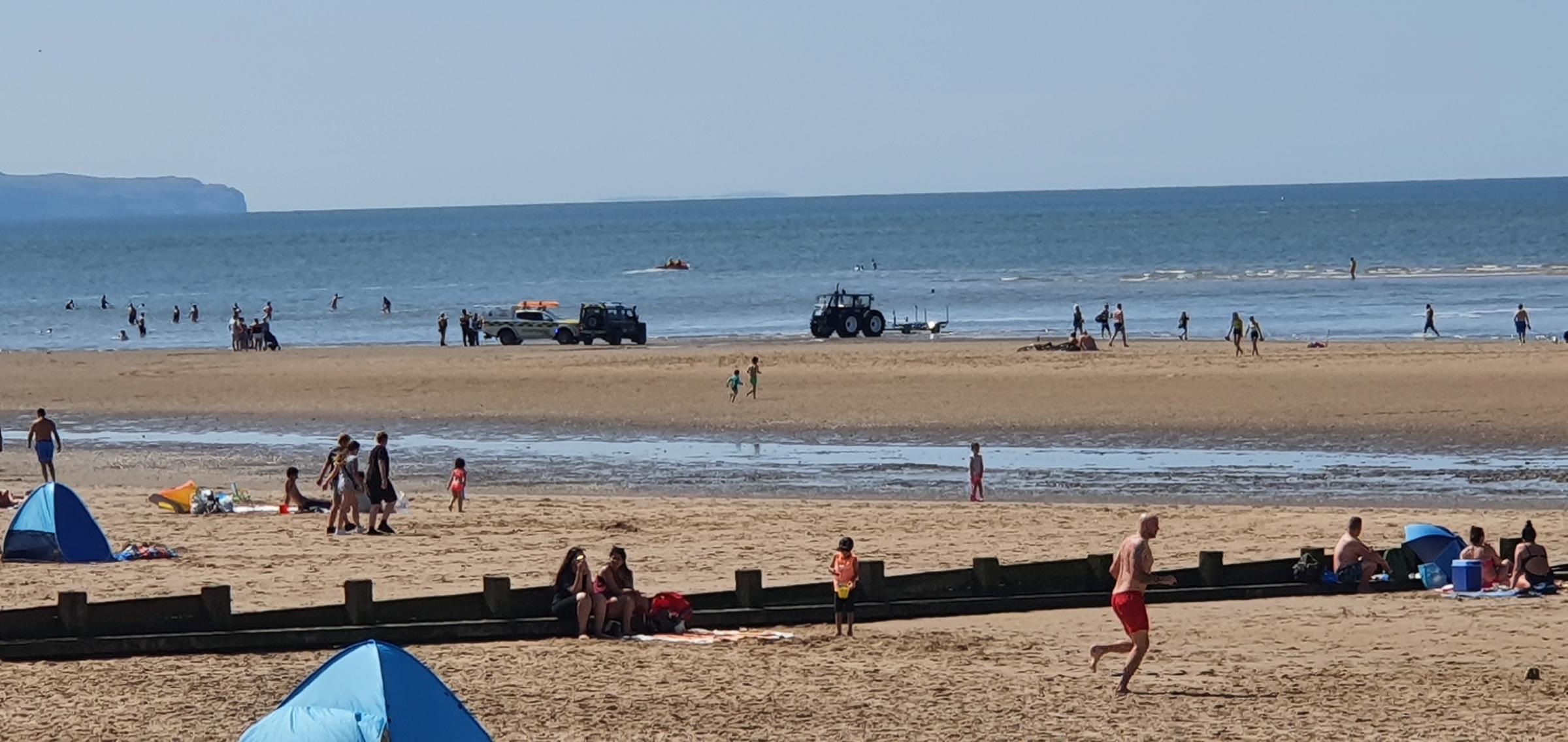 Rescue agencies on Rhyl beach. Picture: RNLI/Paul Frost MBE