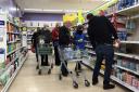 People shopping in a supermarket in Chepstow during the coronavirus pandemic. Picture: Huw Evans Picture Agency