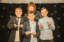 Primary School Pupil of the Year winners, Corey Hughes 12, Jacob Allman-Whitehouse 9 and Ioan Evans 7 awards presented by Sarah Pritchard Partnership, Customer Service Manager of Castle Green Homes.