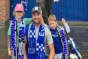 Shaun Loughran at Goodison Park with his two children.