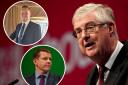 Wales' First Minister Mark Drakeford and inset, Gareth Davies and Rhun ap Iorwerth
