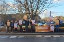 The picket line at Wrexham Maelor Hospital.