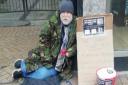 Richard Kendrick during his sleepout challenge last March
