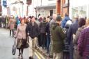 The queue outside Beauwood Dental Care in Llangollen