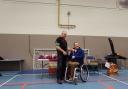 Paralympian gold medallist John Stubbs receives his medal