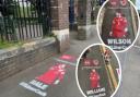 Welsh football stars honoured with graffiti stencils outside their former schools