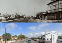 The postcard of Towyn Road from 1950, and the same location in the present day. Photos: John C. Jackson and GoogleMaps