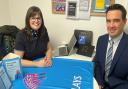 Vale of Clwyd MP James Davies with Barclays Customer Care Leader, Hayley Forrester