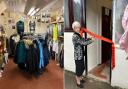 L: The interior of the shop as it was on the day it opened. R: Margaret Wainwright cutting the ribbon to mark the opening