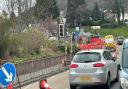 Traffic queues form in Meliden by temporary lights