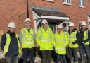 (L-R) Steve Parry, site manager, Anwyl Homes, Luke Carter Regional Director NHBC, Llyr Gruffydd MS, Iain Murray construction director, Anwyl Homes, Phil Dolan MD, Anwyl Homes, John Wilson, contract manager, Anwyl Homes