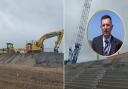 Progress at Rhyl's coastal defence works. Inset: Tony Ward, project executive