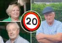 Clockwise from top left: Cllr Carol Ellis, Stuart Walker and Cllr Mike Peers (Newsquest). Centre: 20MPH sign (Getty)