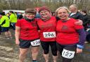 Ann Claire, Glenda and Helen after battling the elements in Trawsfynydd.