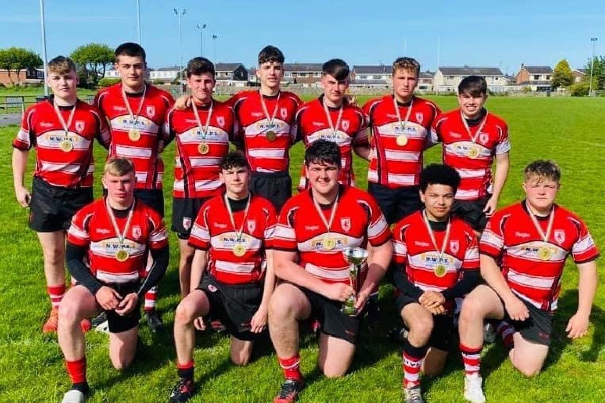 The Rhyl youth team that won the bowl at the sevens tournament. Photo: Brian Hill
