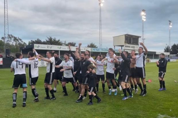 CPD Y Rhyl 1879 celebrate becoming champions of the North Wales Coast East Football League Premier Division