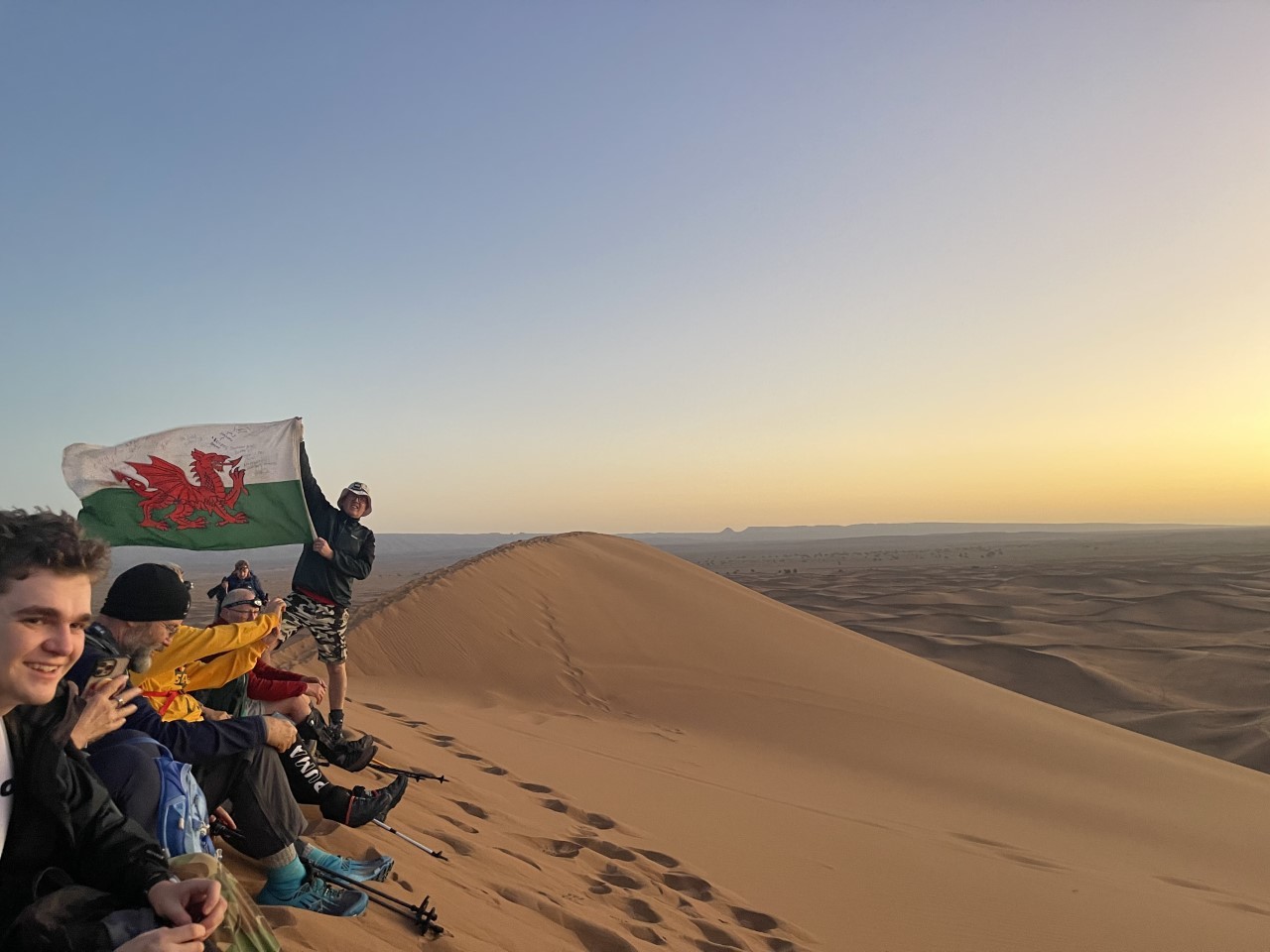 Flying the Welsh flag in the Sahara