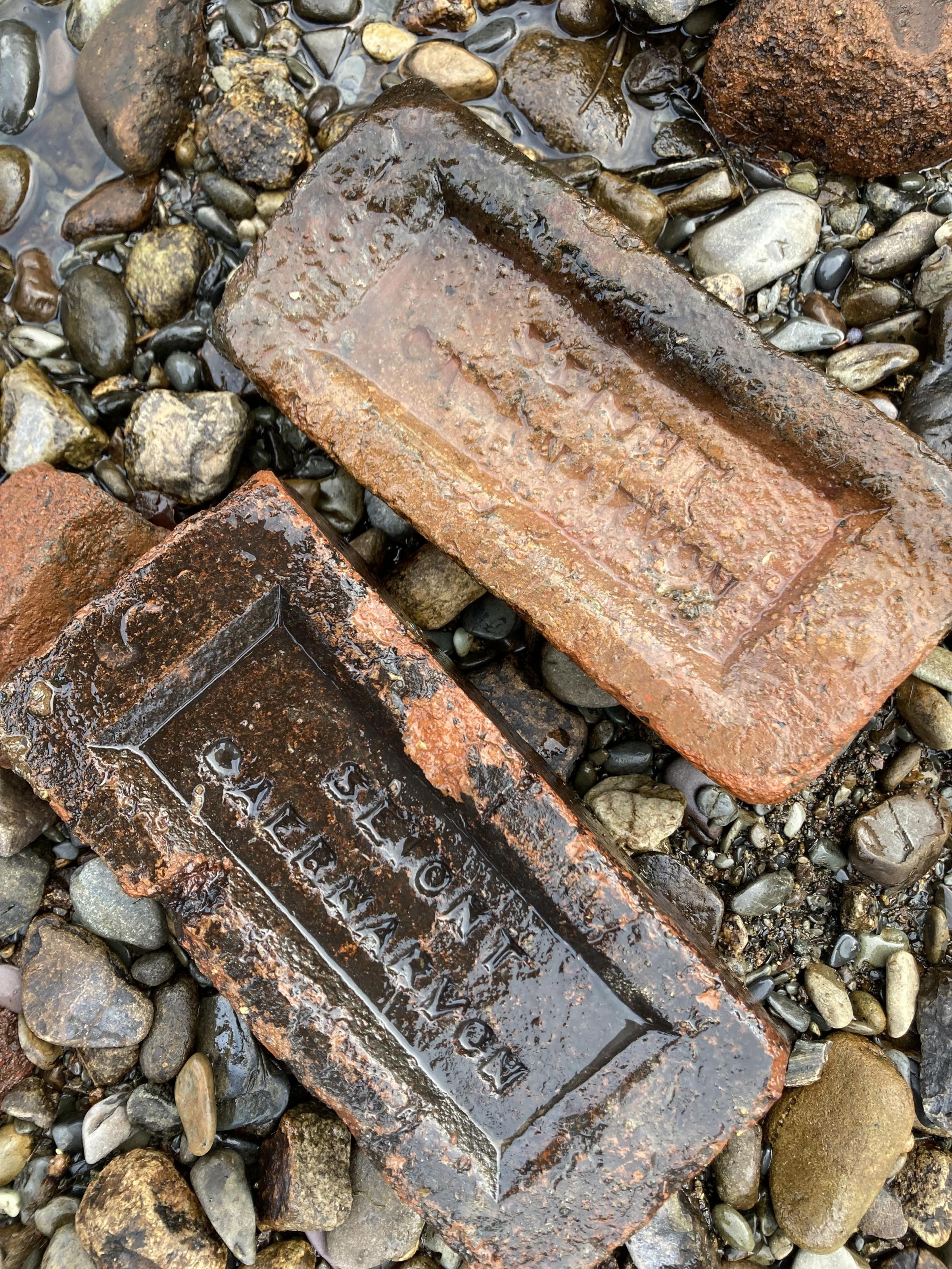Seiont Bricks from Caernarfon found on the river bank during the walk