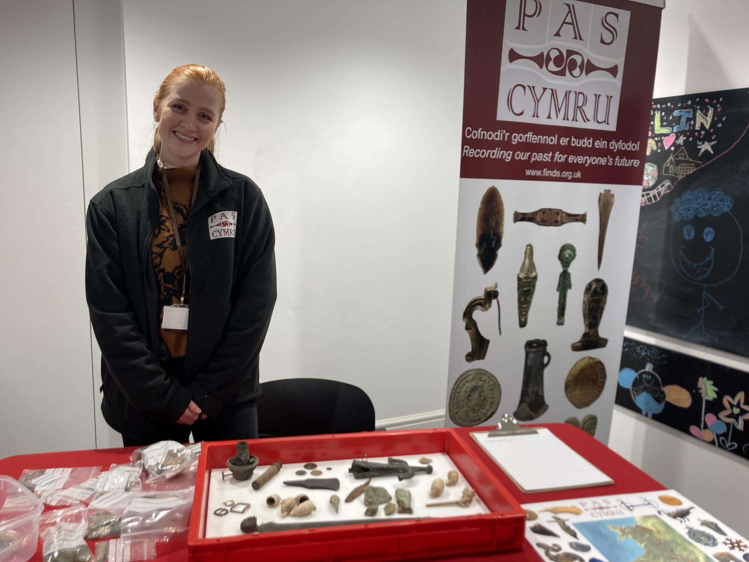 Adelle Bricking from Pas Cymru was on hand to describe the finds to the public during the popular PAS Cymru event at Storiel Bangor. Image Dale Spridgeon
