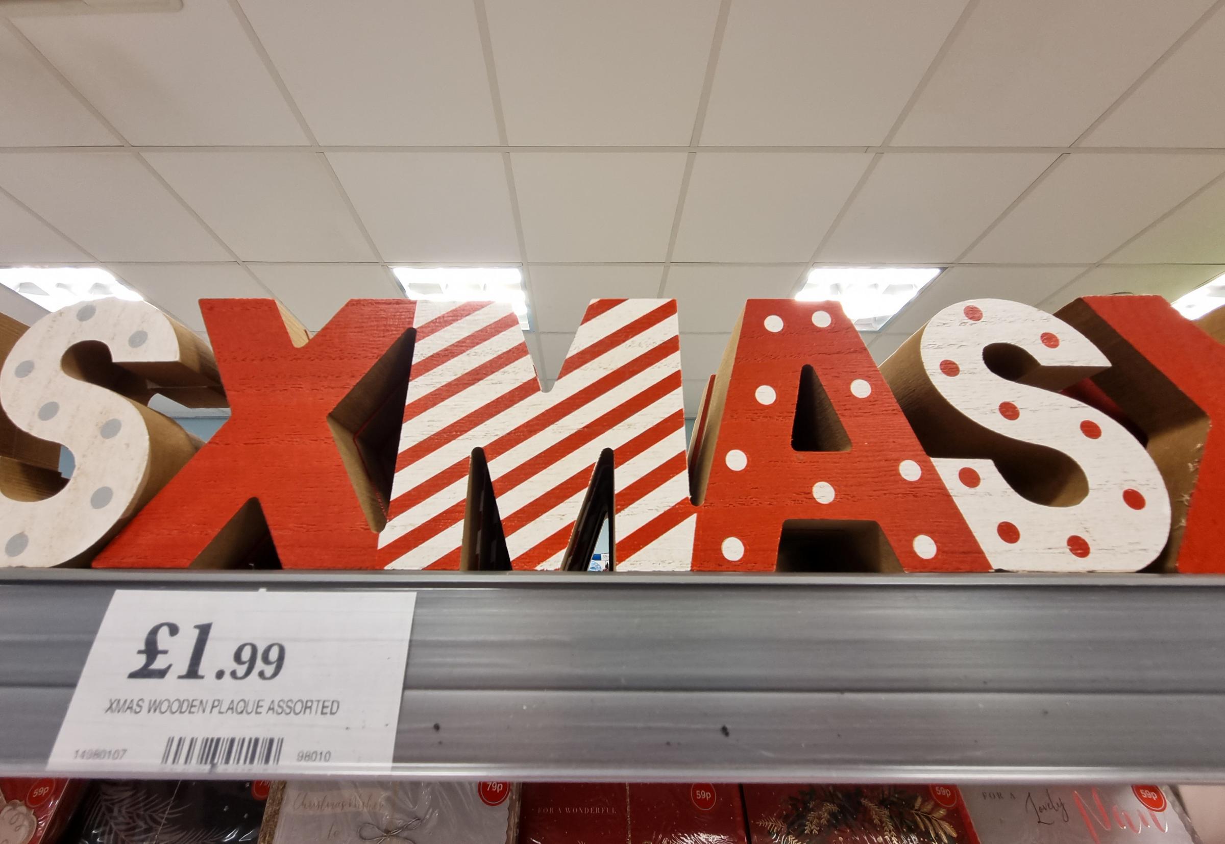 Christmas decorations which are already on display at Home Bargains. Image: SWNS