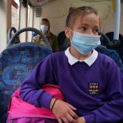 File photo dated 15/6/2020 of a school pupil wearing a face mask. Photo credit: Owen Humphreys/PA Wire.