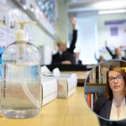 Kirsty Williams MS, Minister for Education, makes her annoucment and generic picture of a school classroom in current times