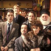 Undated handout photo issued by UKTV of the cast of Only Fools and Horses inside The Nags Head pub from the television sitcom, as TV channel Gold celebrates the show's 40th anniversary. UKTV/BBC via PA.
