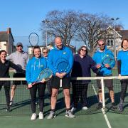 Mike Glassbrook and Madelaine Cotgreave, the team captains, in front, with a selection of team players, Hilary Pullen, Chris Boorman, Sue Parkin, Sarah Ash, Dave Sherry and Sue Armstrong behind