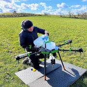 The drone being trialled at Llysfasi and M-SParc