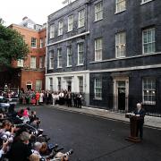 Outgoing Prime Minister Boris Johnson makes a speech outside 10 Downing Street (Aaron Chown/PA)
