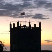 St Davids Cathedral, pictured flying a flag at half-mast.